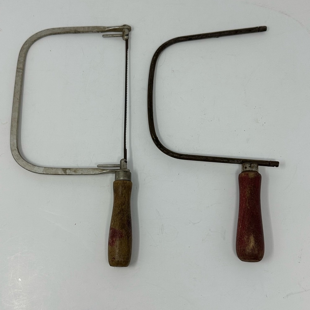 2 Vintage 1940’s 50’s Trojan A.S. and Company USA Wood Handle Hand Coping Saw O3